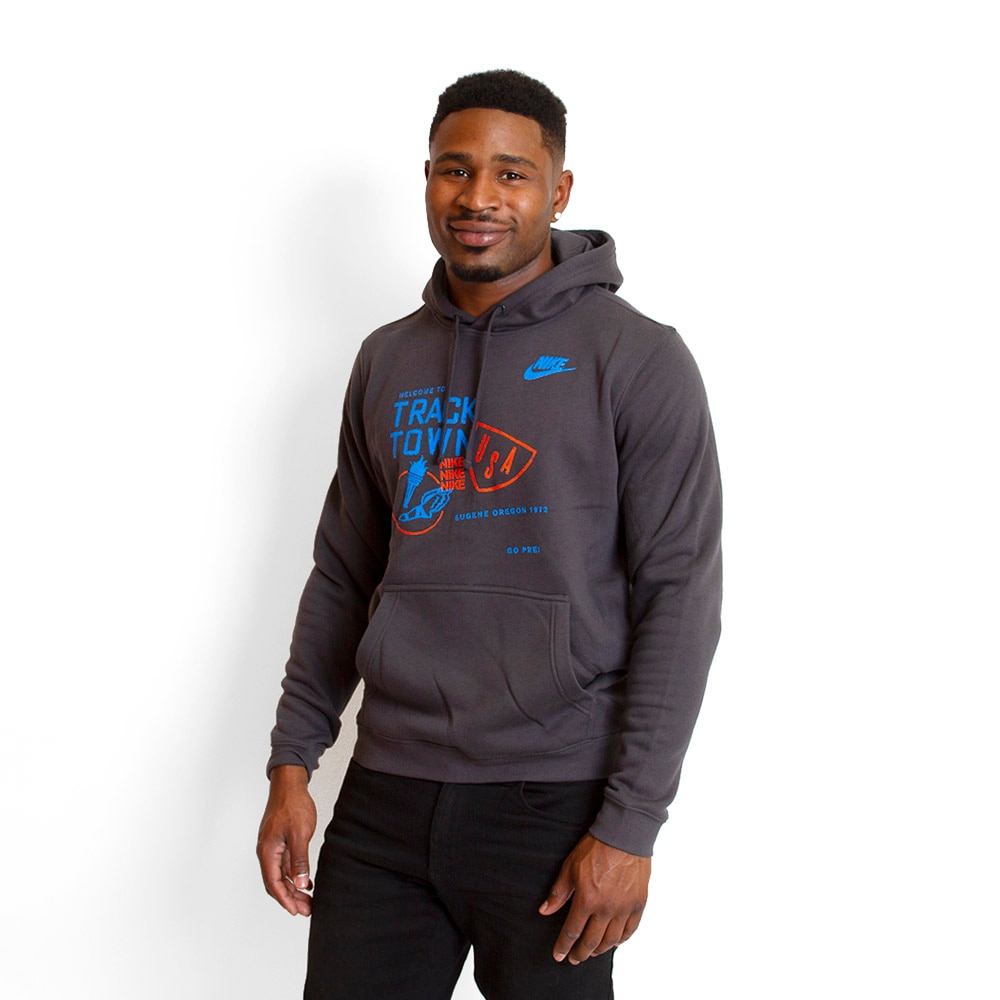 Track Town USA, Nike, Black, Hoodie, Cotton Blend, Men, Track & Field, Pullover, Sweatshirt, 305302